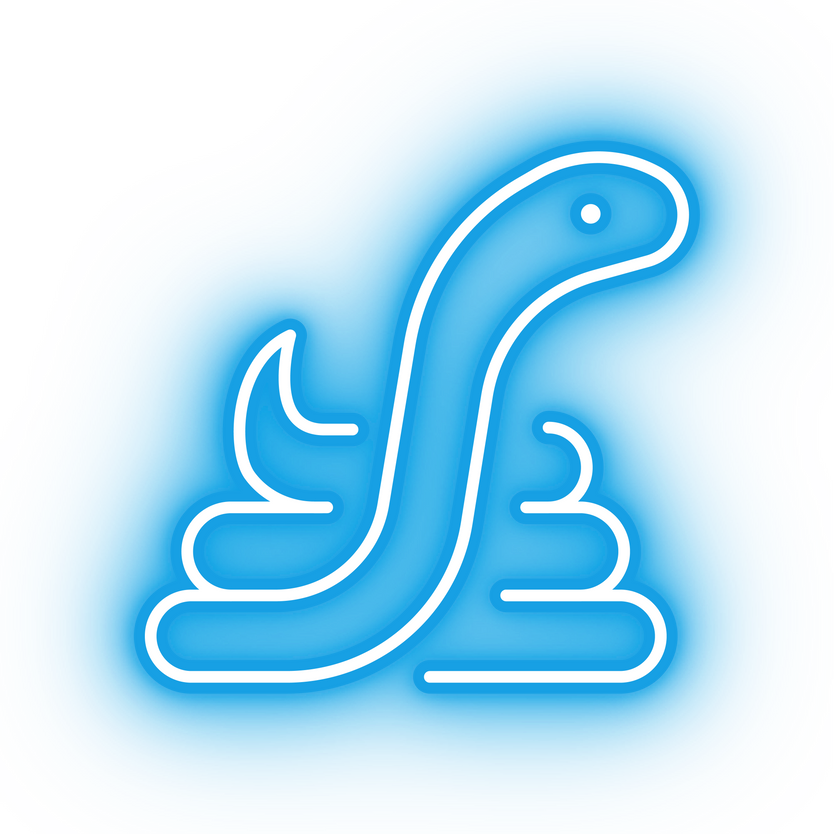 Neon blue snake icon