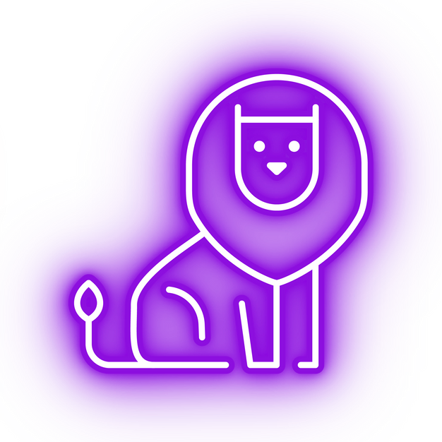 Neon purple lion icon