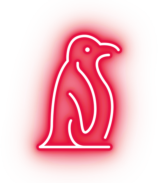 Neon red penguin icon