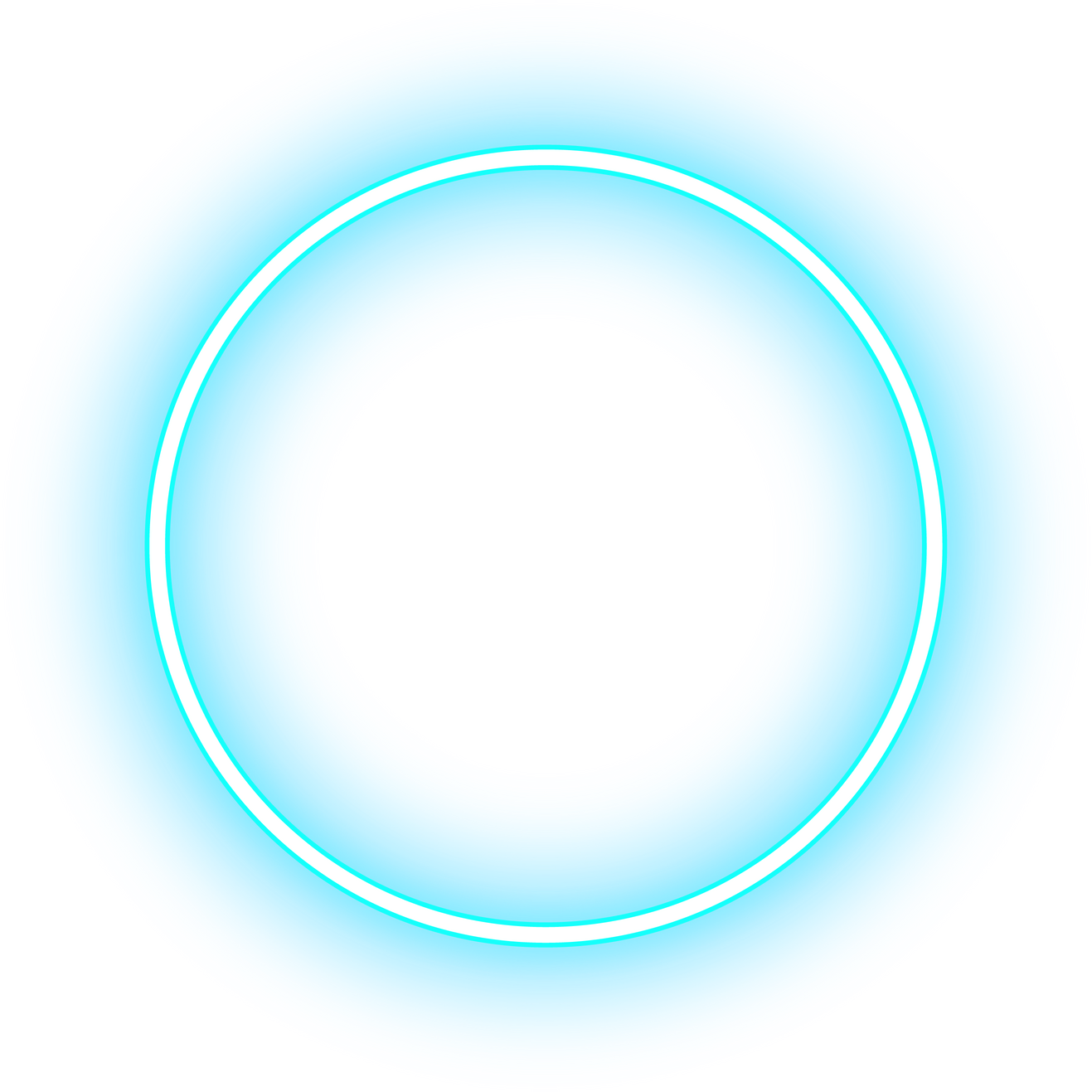 Neon circle ring glowing in blue light