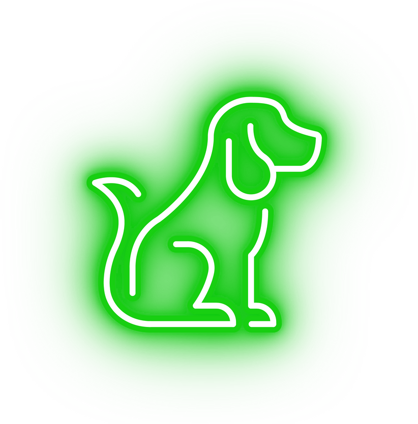 Neon green sitting dog icon