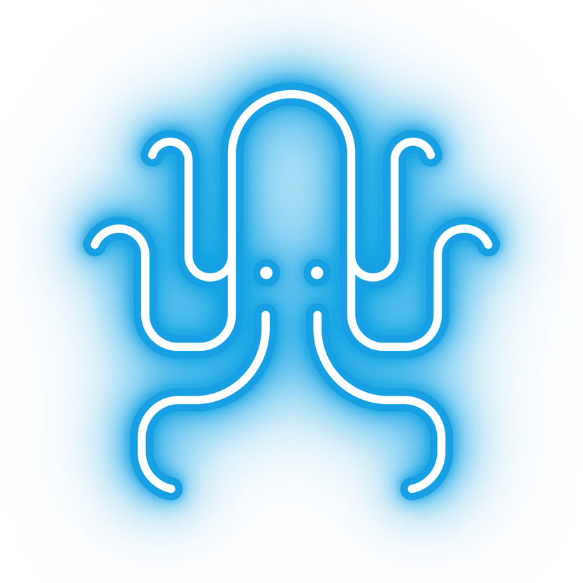 Neon blue octopus icon