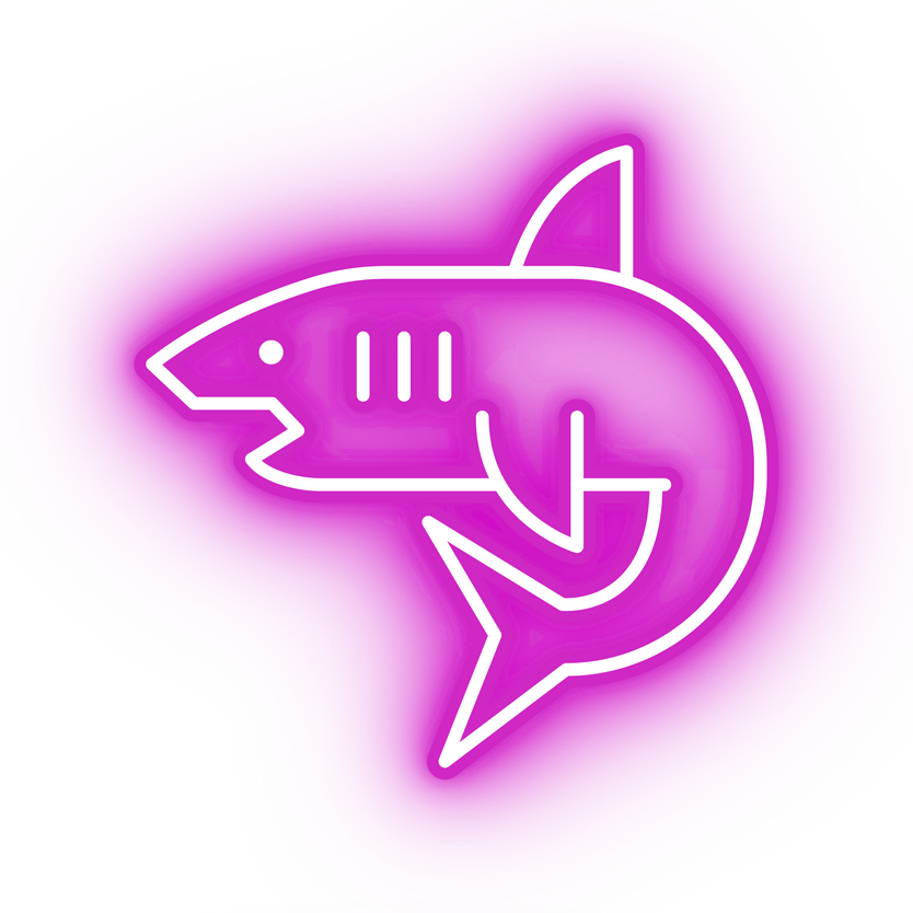 Neon pink shark icon