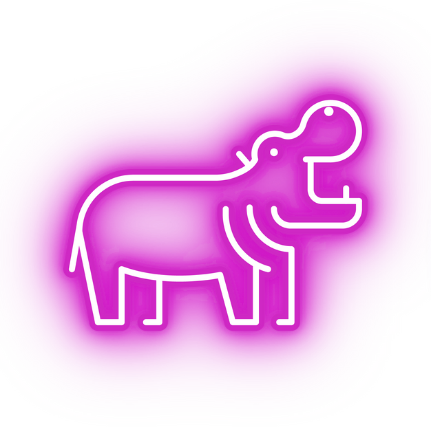 Neon pink hippo icon