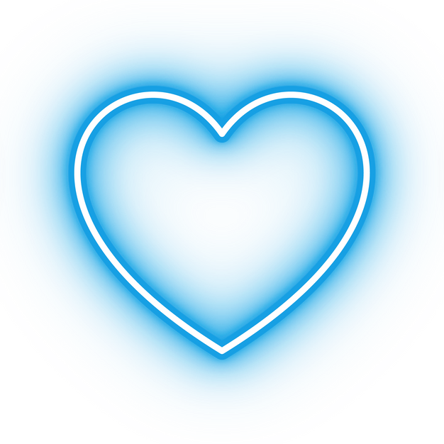 Neon blue love heart icon